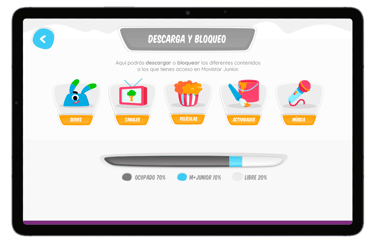 área de descarga y bloqueo parental
