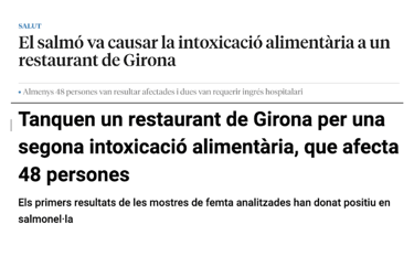 Intoxicació alimentarària a Girona