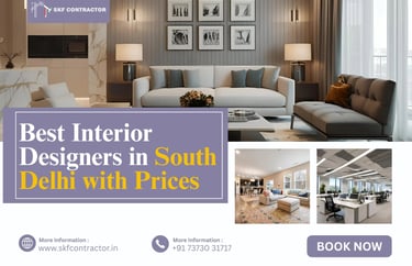 Modern living room and office space by best interior designers in South Delhi showing luxury home decor.