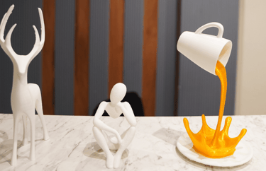 a person pouring orange juice into a cupcake