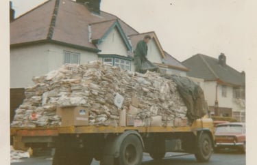 1973 truck full of waste paper for recycling