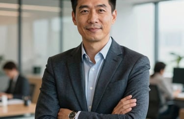 A professional corporate portrait of a program director in a bright North American office setting. They are wearing business casual attire, looking confident and approachable. The background is softly blurred, showing a modern workspace with natural light.