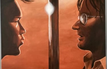 Custom portrait painting of Roofio and Peter Banning from the movie "Hook"