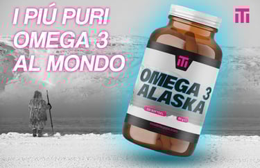 a bottle of omega 3 omega 3 and a man standing in front of a mountain