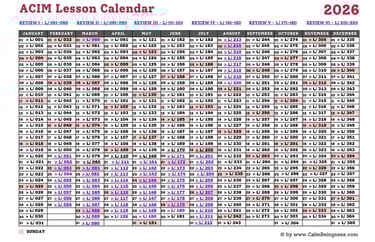 acim, a course in miracles lesson calendar 2026