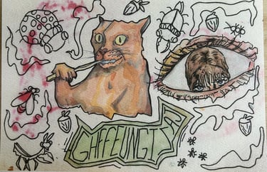 Original Takara Welter Mixed Media Painting on Paper titled, "GHFEUNGIZAJ"