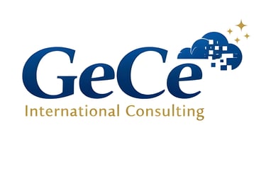 business development advisory services GeCe International Consulting logo cloud with gold stars