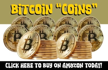 Bitcoin Souvenir Coins rolled and standing, ready to be handed out to family and friends.
