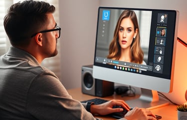 A man sitting at computer looking at the screen