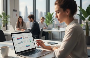 analysing website performance data on a laptop.