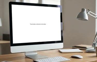 WordPress website showing a critical error message