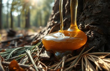  Natural adhesives being prepared in a serene forest setting.