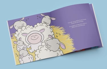 Lamb in a Pram children's book by Carole Anne McKissock. Baby cared for by sheep.