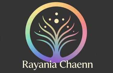 Rayania Chaenn logo featuring a rainbow gradient tree of life inside a circle