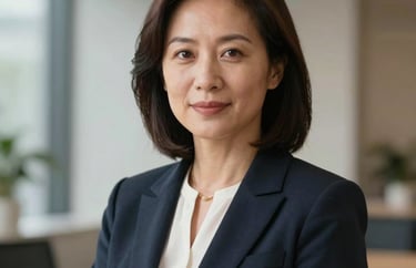 A professional portrait of a woman in business attire, representing the foundation's administrative leadership, with a clean and modern North American aesthetic.