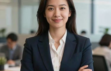 A professional portrait of a woman coordinator in a North American office, with soft natural lighting and a warm, compassionate expression.