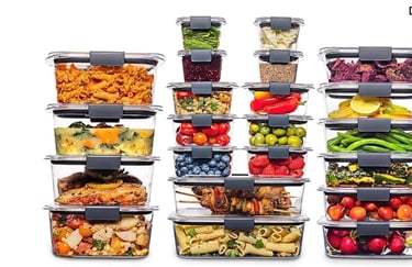 rubbermaid, a bunch of food containers with food in them