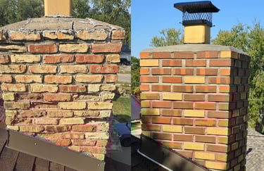 "Structural repair of a damaged chimney by Profaster Services in Des Moines."