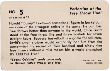 1954 Harold Bunny Levitt Sports Oddities vintage sports card