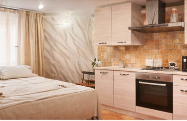 Monolocale con angolo cottura attrezzato e zona giorno