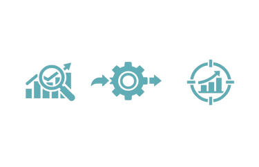 Íconos sobre el contenido en cada uno de los 3 encuentros del curso de Diseño de Sistema Comercial.