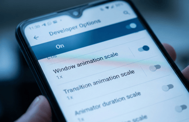 Acelerar smartphone: desativando animações para resposta instantânea.