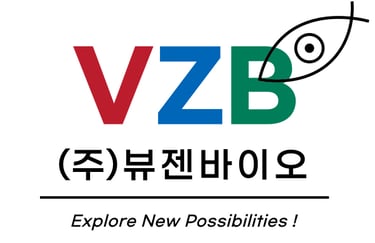 VZB biotech logo with Korean text and slogan Explore New Possibilities.