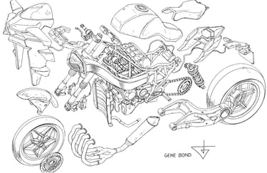 how to draw motorcycles exploded view of ducati by artist genebond