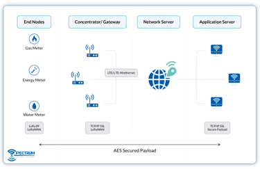 a diagram of a lorawan network archeticture