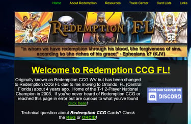 Redemption CCG FL website image link was a hobby site I did back in 2020 for a card game I played.