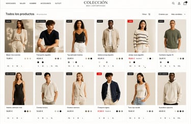 Imagen catálogo tipo de una tienda online