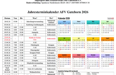 Terminplan für Mitglieder 2026