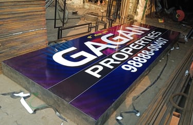 Glow Sign Board with Block-out flex at sides & Back