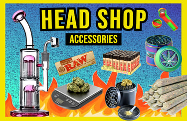 Smoking papers, bongs and grinders, measuring scale for sale
