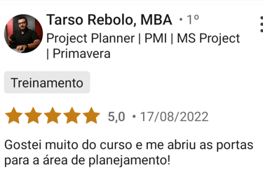 foto de uma pessoa e seu depoimento sobre o curso.