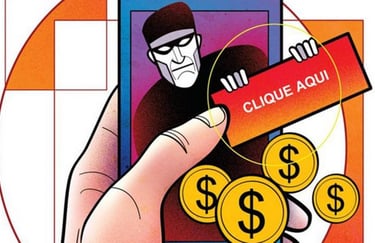 imagem ilustrando os golpes financeiros na internet.