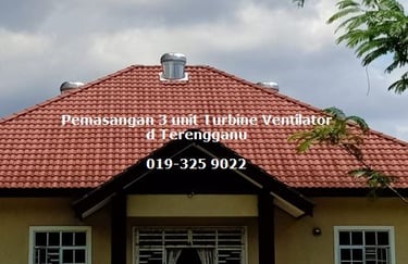 Pemasangan turbine ventilator di rumah customer di Terengganu