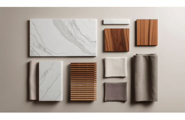 Muestrario de materiales y texturas.