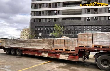 a truck loaded with LiFePO4 prismatic battery cells