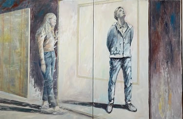 oil painting portret of owners Lasse Elsenburg and Olivia Mills; founders Elsenburg & Mills company