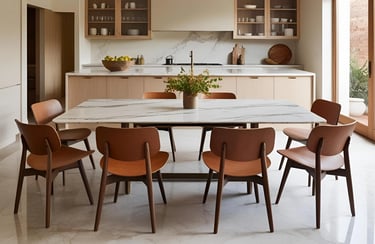 Rectangular Eight Seater Marble Dining Table Design