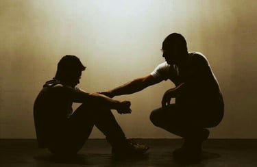 man talks with another