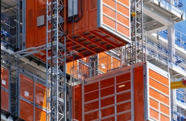 a craned craned up against a blue sky
