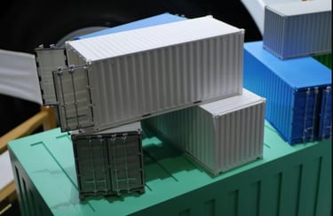 a container container with containers on top of it