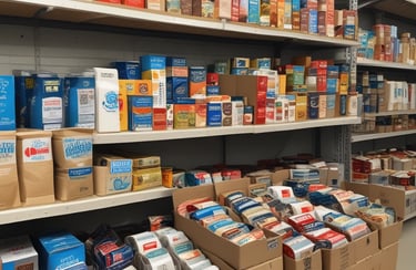 Volunteers handing out fresh food packages to families