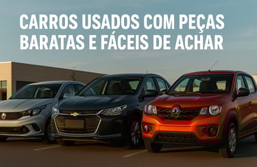 Fiat Argo prata, Chevrolet Onix cinza escuro e Renault Kwid vermelho estacionados lado a lado em amb