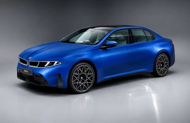BMW i3 elétrico azul em estúdio com visual esportivo, rodas grandes e design futurista moderno