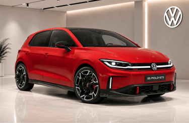 Volkswagen ID. Polo GTI elétrico em showroom com visual esportivo e acabamento GTI