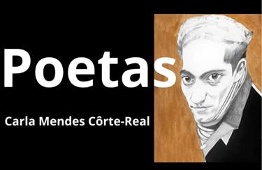 poster for the travelling exhibition of portraits of Portuguese poets