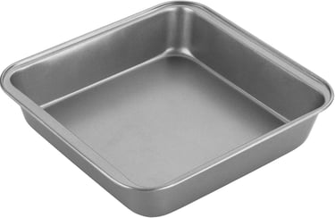 a square cake pan with a square shaped metal pan